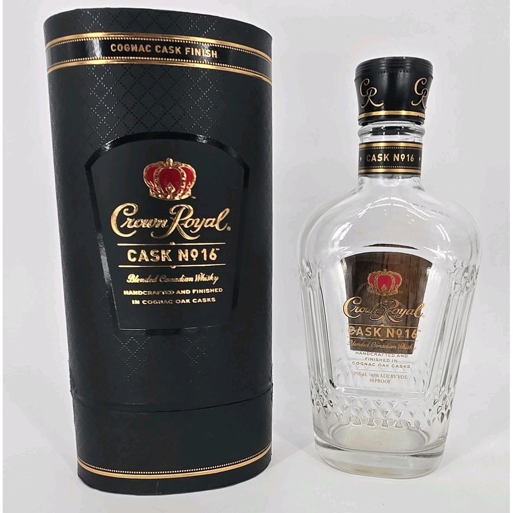Crown Royal Cask No 16 Empty 750ml Bottle Original Box Cognac Cask Finish Black